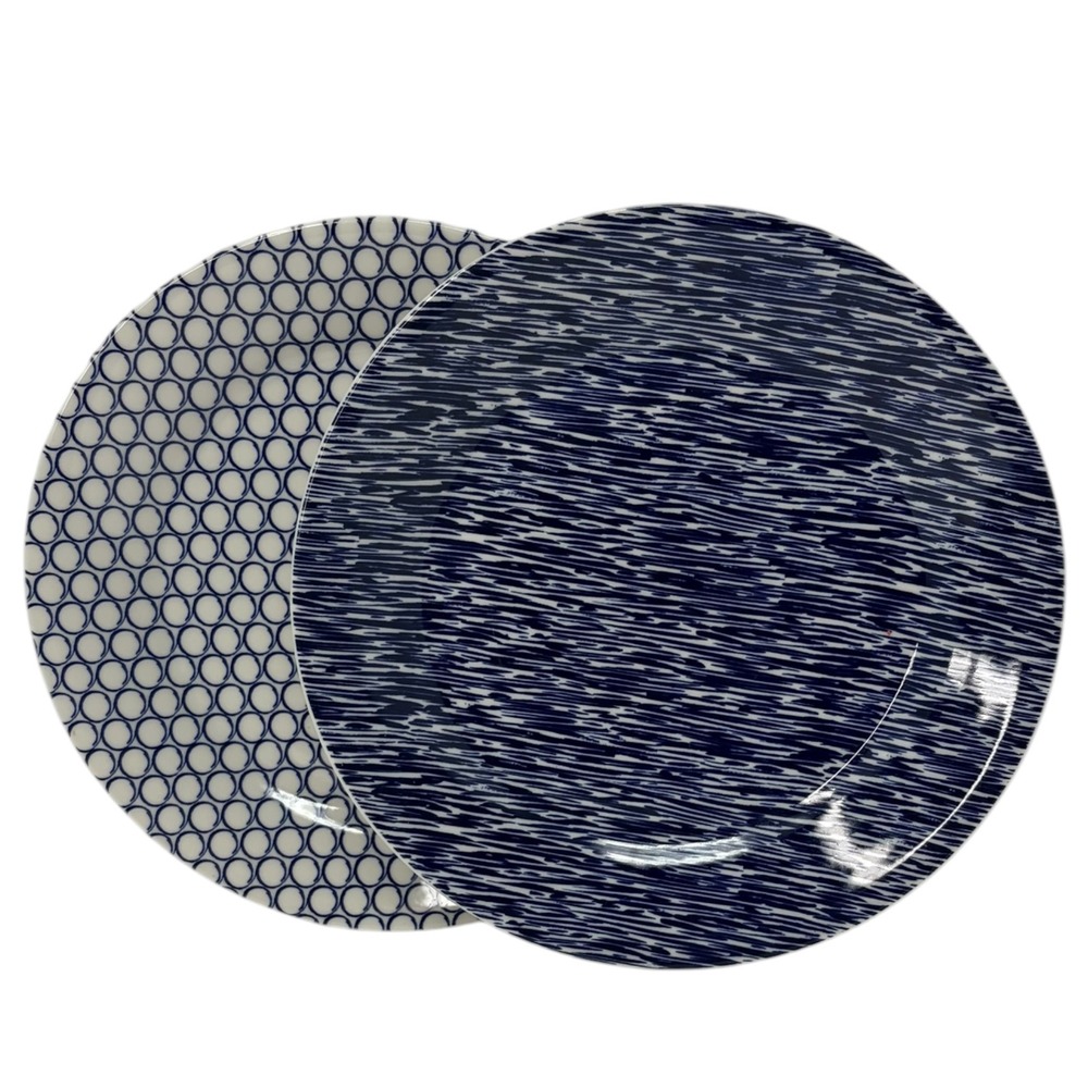 Royal Doulton Pacific Dot & Splash Salad Plates Set 2 Blue‎ White 9.25"
